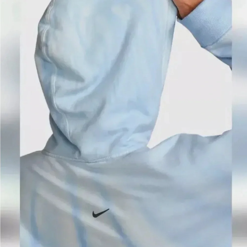 NIKE Yoga Soft Luxe Women's Medium Fleece Hoodie In Blue Stretch NEW